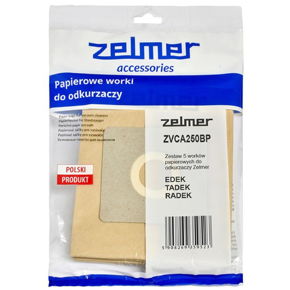 Zestaw 5 szt. Worków Papierowych Zelmer ZVCA250BP + Filtr Do Odkurzacza