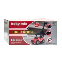 Baby Mix STRAŻ POŻARNA czerwony Dziecięcy jeździk z dźwiękiem i rączką