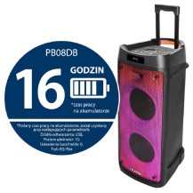 GŁOŚNIK PB 08 DB BLAUPUNKT LED PARTY BOX KARAOKE 2 x MIKROFON  BEZP. BLUETOOTH