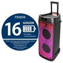 GŁOŚNIK PB 08 DB BLAUPUNKT LED PARTY BOX KARAOKE 2 x MIKROFON  BEZP. BLUETOOTH
