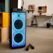 GŁOŚNIK PB 08 DB BLAUPUNKT LED PARTY BOX KARAOKE 2 x MIKROFON  BEZP. BLUETOOTH