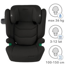 Kidwell Fotelik samochodowy TENDO BLACK 100-150cm ISOFIX