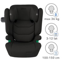 Kidwell Fotelik samochodowy TENDO BLACK 100-150cm ISOFIX