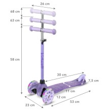Kidwell Hulajnoga balansowa UNO Glitter Violet led koła