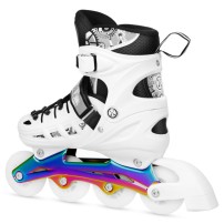 Łyżworolki 4w1 Nils Białe LED L(39-42) NH10905 NEW