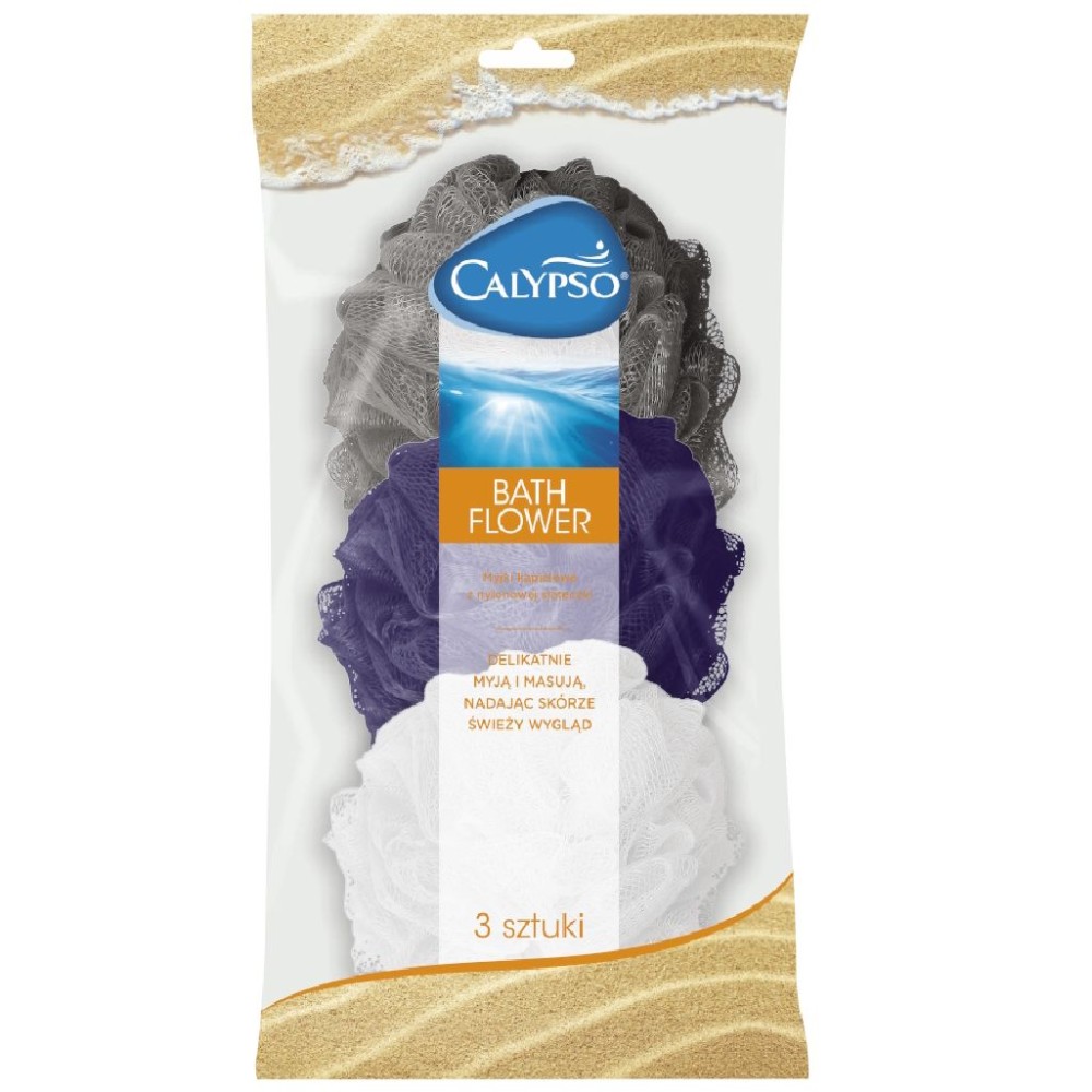 Myjka Kąpielowa Calypso Bath Flowwr 3 Szt. Siatkowa (Biała, Szara, Fioletowa)