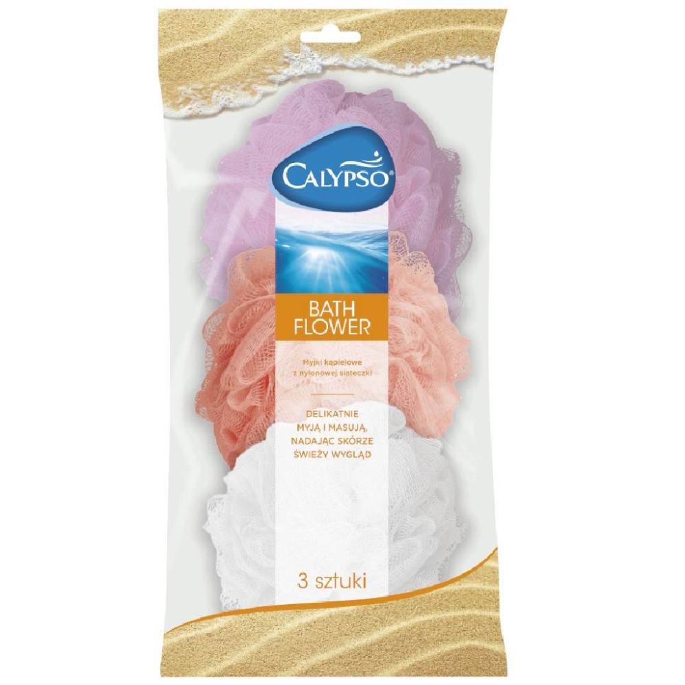Myjka Kąpielowa Calypso Bath Flower 3 Szt. Siatkowa (Biała, Różowa, Pomarańczowa))