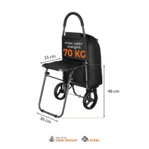 Wózek Na Zakupy Z Siedziskiem Nils NC4303 Czarny 40l