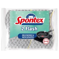 Zmywak Do Delikatnych Powierzchni Profilowany Spontex Flash 2 Szt.  (Teflon, Ceramika, Szkło))
