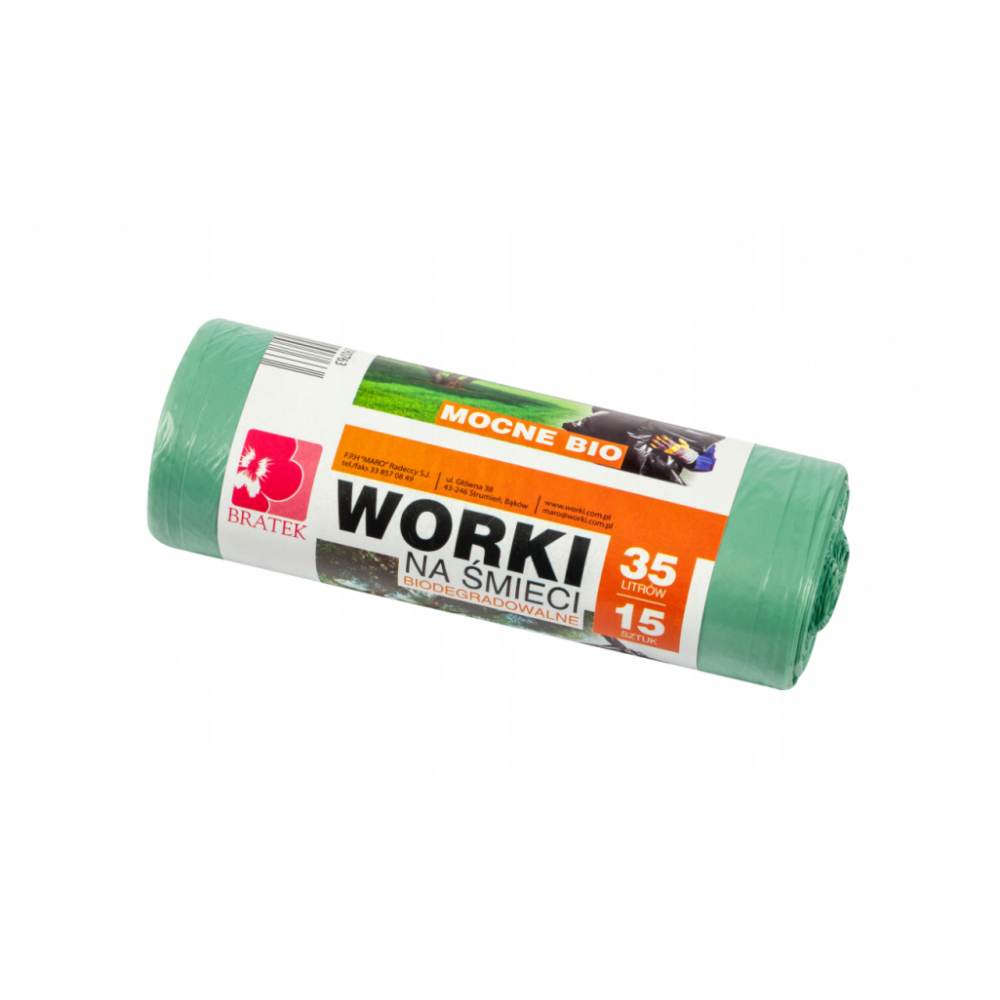 Worki Bratek Biodegradowalne15szt LDPE 35L