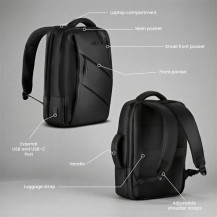 Plecak Na Laptopa Z USB Nils NC4502 Czarny 15 l