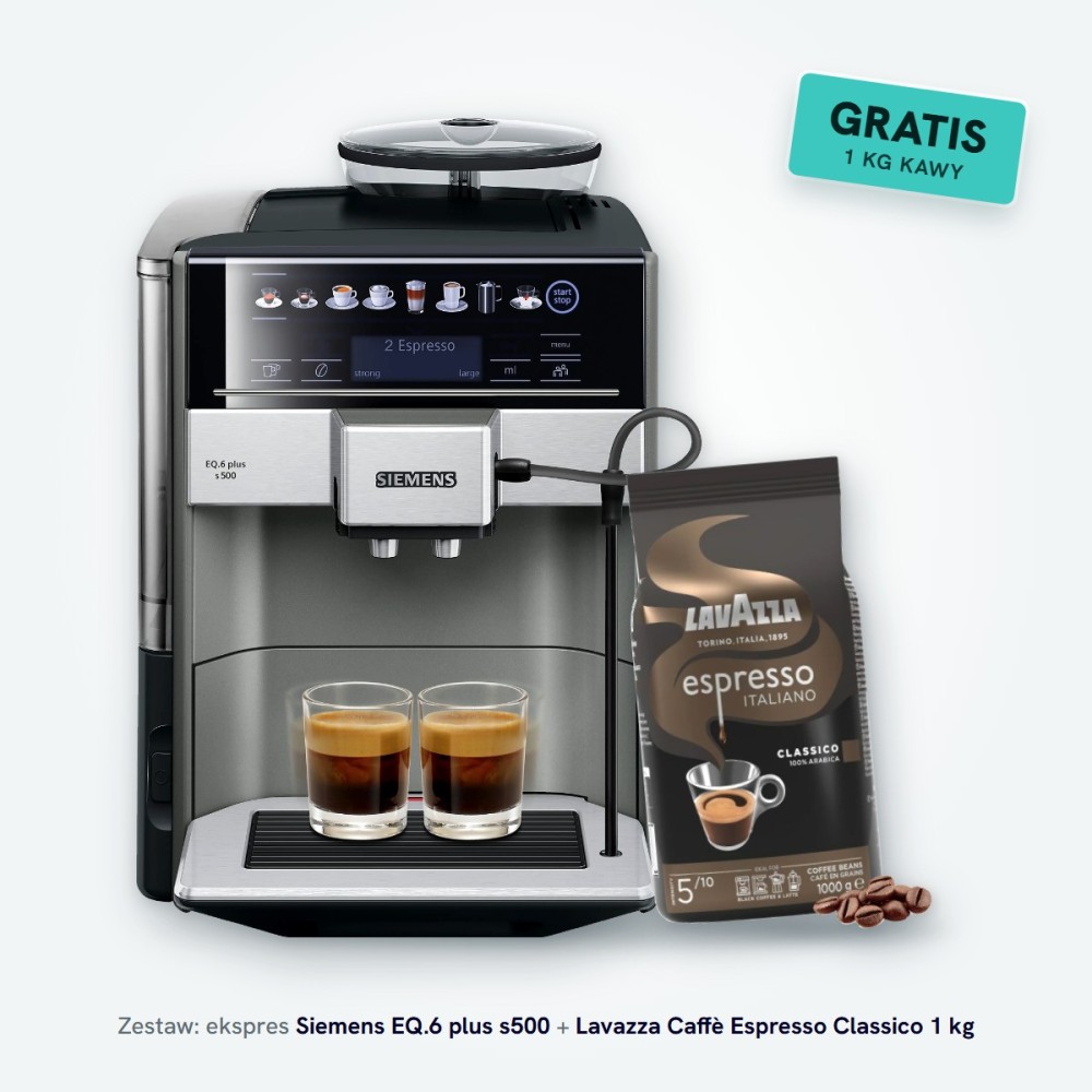 Ekspres Siemens EQ.6 plus s500 TE655203RW + 1 kg kawy Lavazza GRATIS