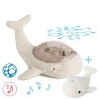 Cloud b Tranquil Whale White Family - Lampka z projekcją świetlną i grzechotką - Wieloryb biały