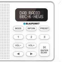 Radio Cyfrowe Blaupunkt DR 3WH Białe AKUM. (DAB+/FM/RDS/BT/ZEGAR/ALARM)