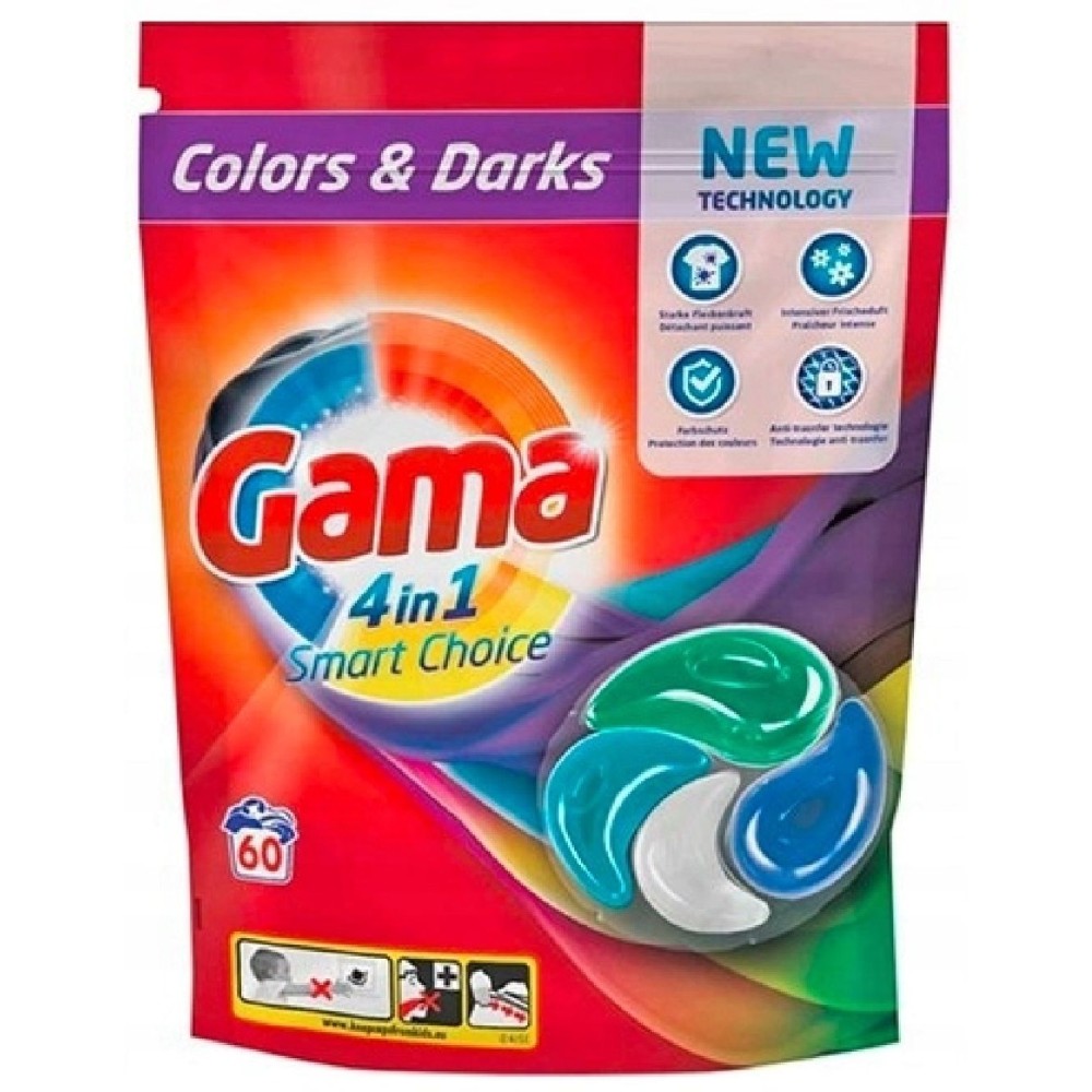 Kapsułki Do Prania Gama Caps 4W1 Color/Darks 60 szt