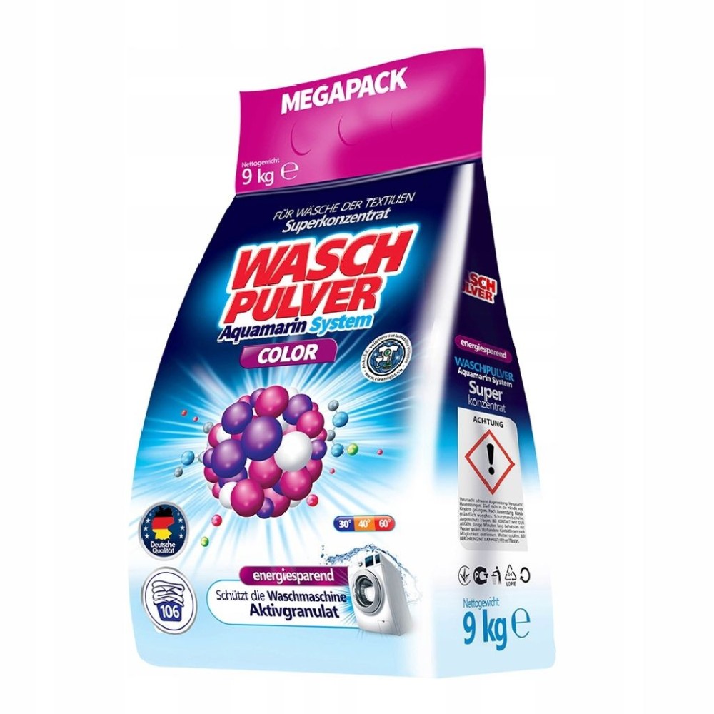 Proszek Do Prania Wasch Pulver Aquamarin System 9kg - 106 wl Color Folia