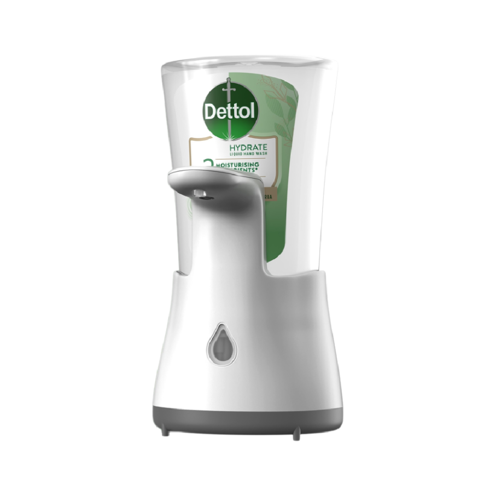 Dettol Bezdotykowy Aplikator Mydła Do Rąk W Płynie Aloes I Bambus Komplet (Dozownik Plus Refill) 250 ml
