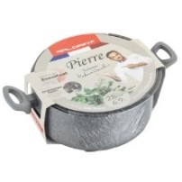 Garnek Florina Pierre 28 CM 6,9L Z Pokrywką, IND. by Mateusz Gessler Powłoka Nieprzywierająca Szary