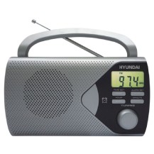 Radio Hyundai PR 200S Srebrne Bat-Siec (LCD, AM/FM, Zegar, Budzik, Minijack)
