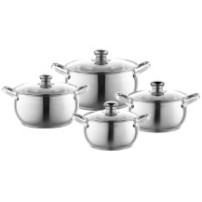 Zestaw Garnków Miron Inox 8 CZ. Matowe (1,9L 2,6L 3,6L 4,7L +Pokrywki)