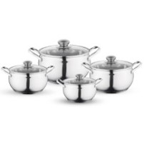 Zestaw Garnków Maron Inox 8 CZ. Polerowane (1,9L 2,6L 3,6L 4,7L +Pokrywki)