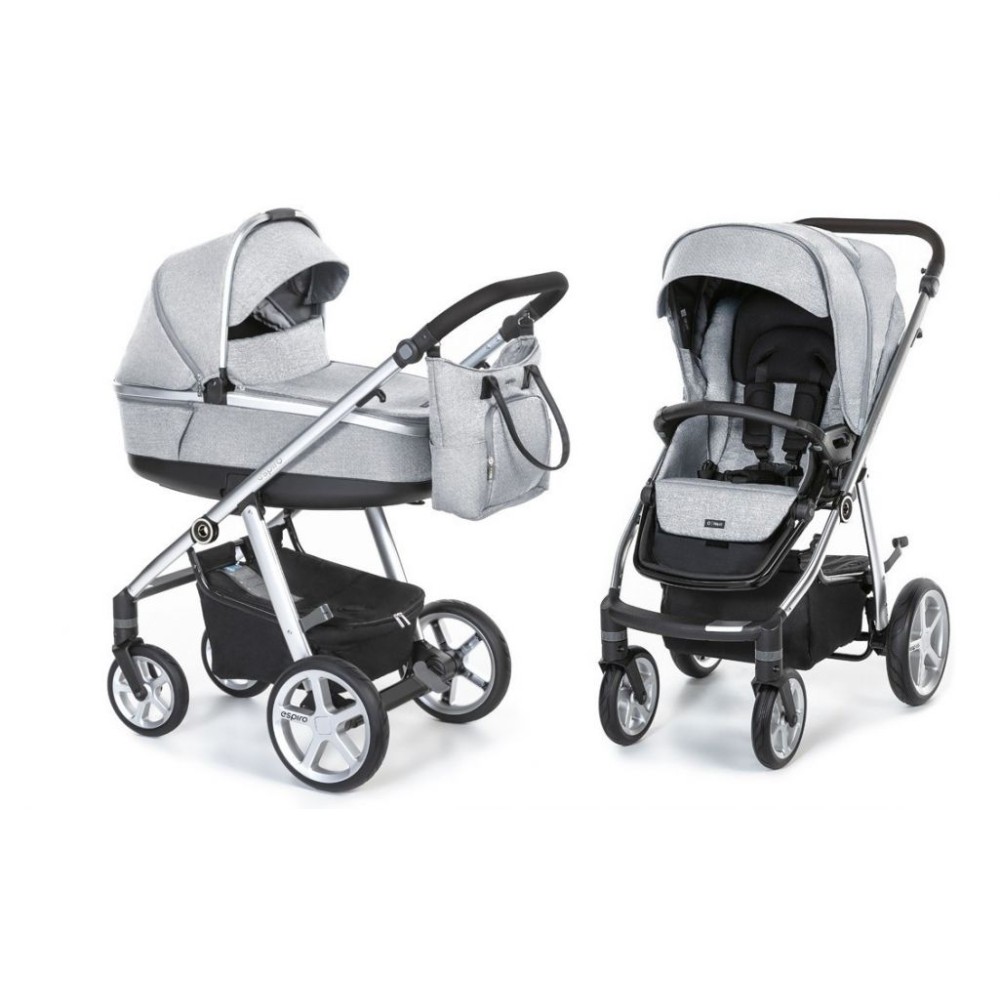 Espiro next 2.1 melange wózek 2w1 Grey Central 07 żelowe koła