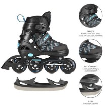 Rolki 2w1 Nils NH11912 M(35-38) czarno-niebieskie