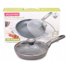 Patelnia Granitowa Kamille KM4269-GR 20 cm + Pokrywka
