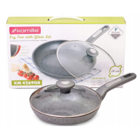 Patelnia Granitowa Kamille KM4269-GR 20 cm + Pokrywka