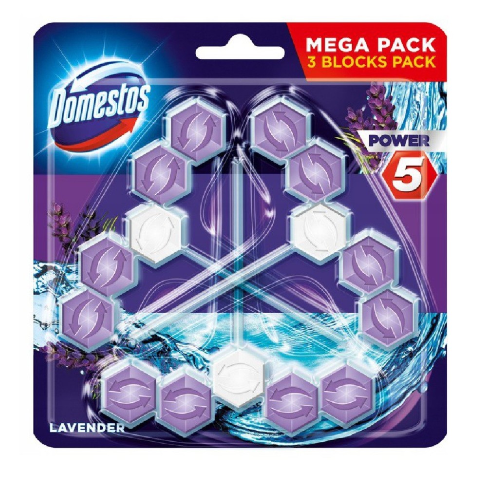 Domestos Power 5 Kostka toaletowa 3x55 g Lawenda