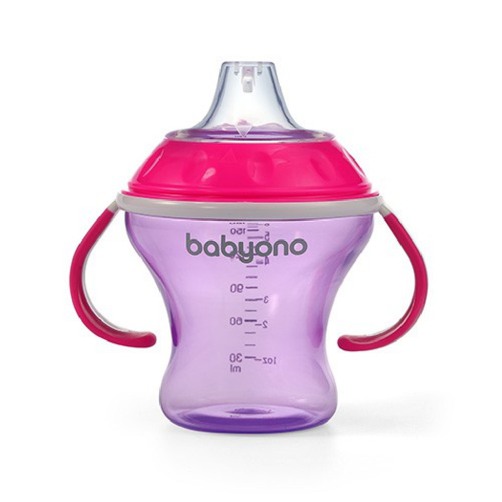 BabyOno Kubek niekapek z miękkim ustnikiem 180ml różowy