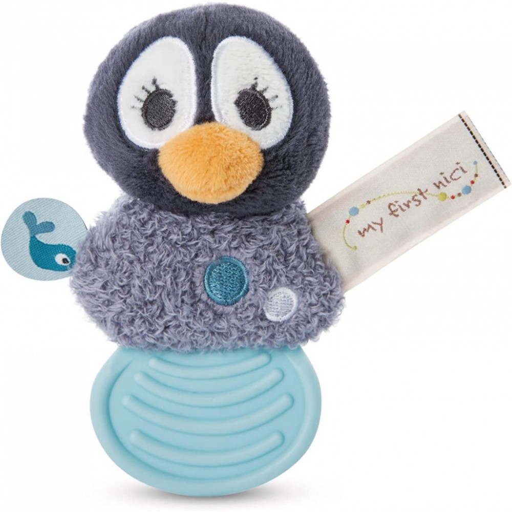 NICI 48044 Teething Ring Penguin Wading Sign 11 cm Grey