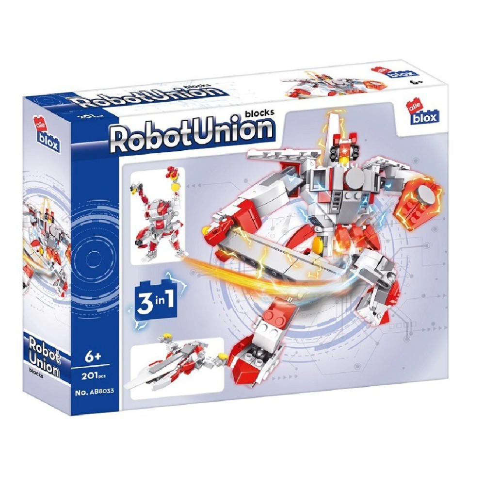 Alleblox klocki konstrukcyjne RobotUnion Superrobot czerwony 3w1