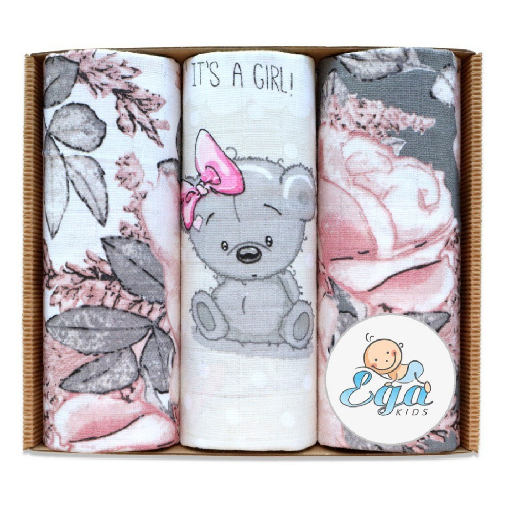 Ega zestaw 3 pieluszek ECO Girls 3XTD LUX 3468