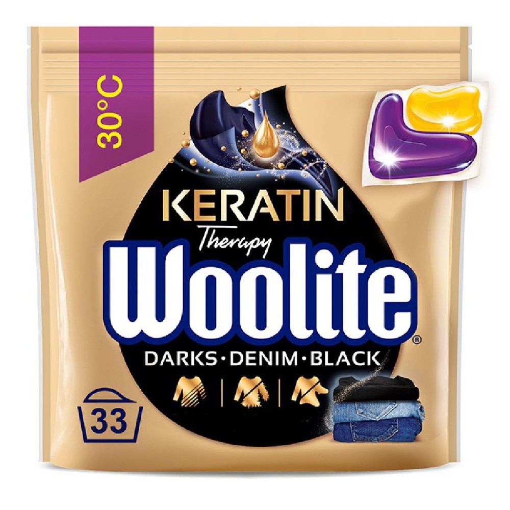 Woolite Dark z keratyną Kapsułki do ubrań ciemnych i kolorowych 33 sztuki