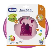 Chicco Zestaw 2 talerzy 12m+ różowy