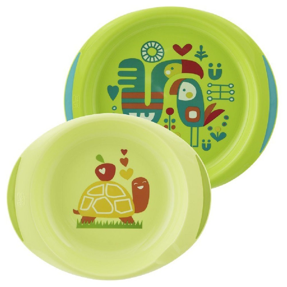 Chicco Zestaw 2 talerzy 12 m+ zielony