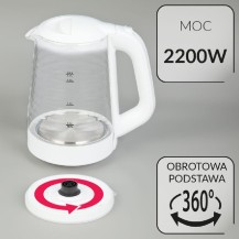 Czajnik Bezprzewodowy MPM MCZ-124 Szklany 2200W