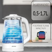 Czajnik Bezprzewodowy MPM MCZ-124 Szklany 2200W