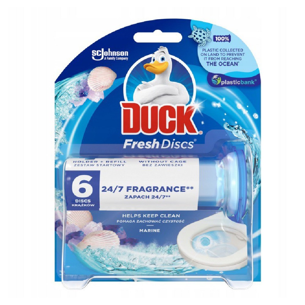 Żelowe krązki do toalety z aplikatorem Duck Fresh Disc o zapachu morskim (6 krążków)